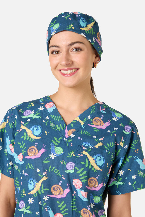 Princess Highway - Snailed it scrub hat - blue