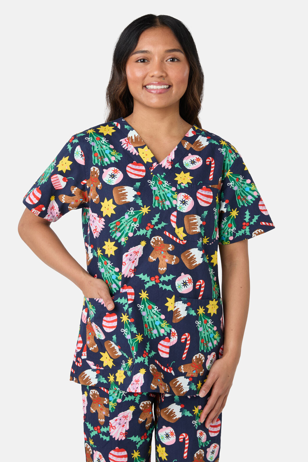 Princess Highway - Santa's Sweet Treats Scrub Set - blue