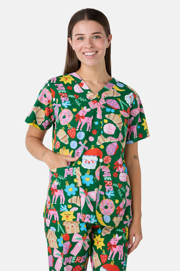Princess Highway - Merry & Bright Scrub Set - green
