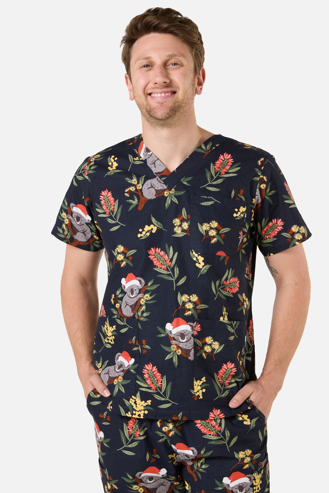 Princess Highway - CHRISTMAS KOALA NAVY SCRUB SET - navy