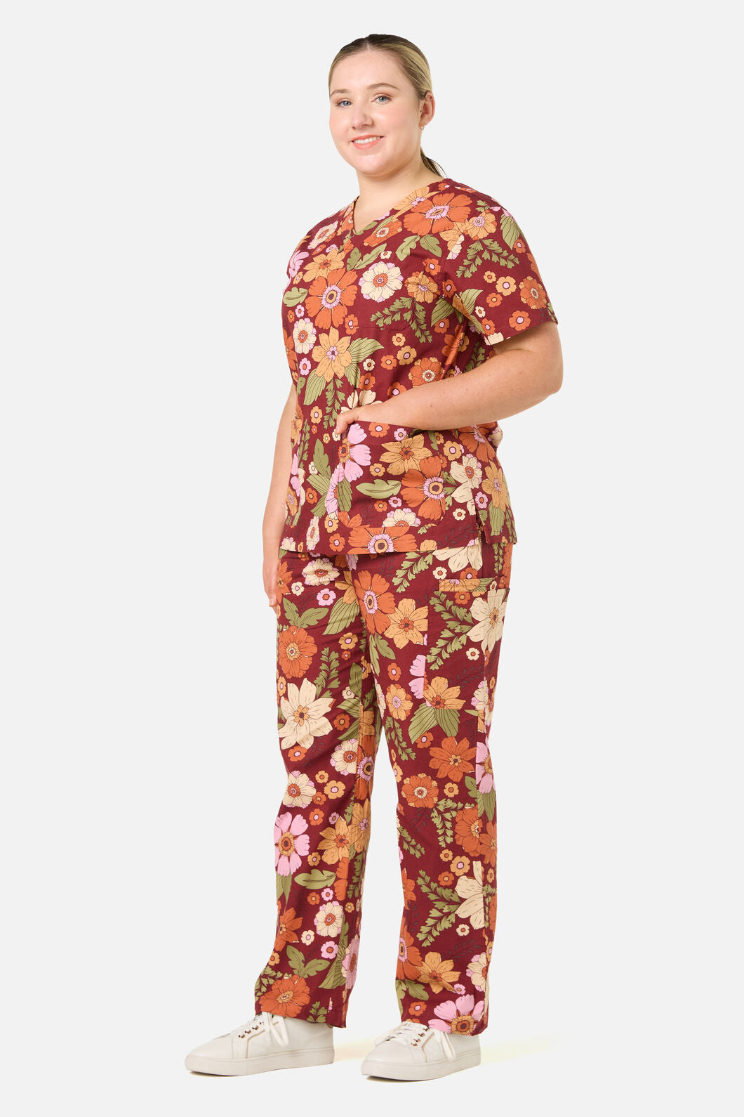 Princess Highway - Brandy Floral Scrub Set - rust