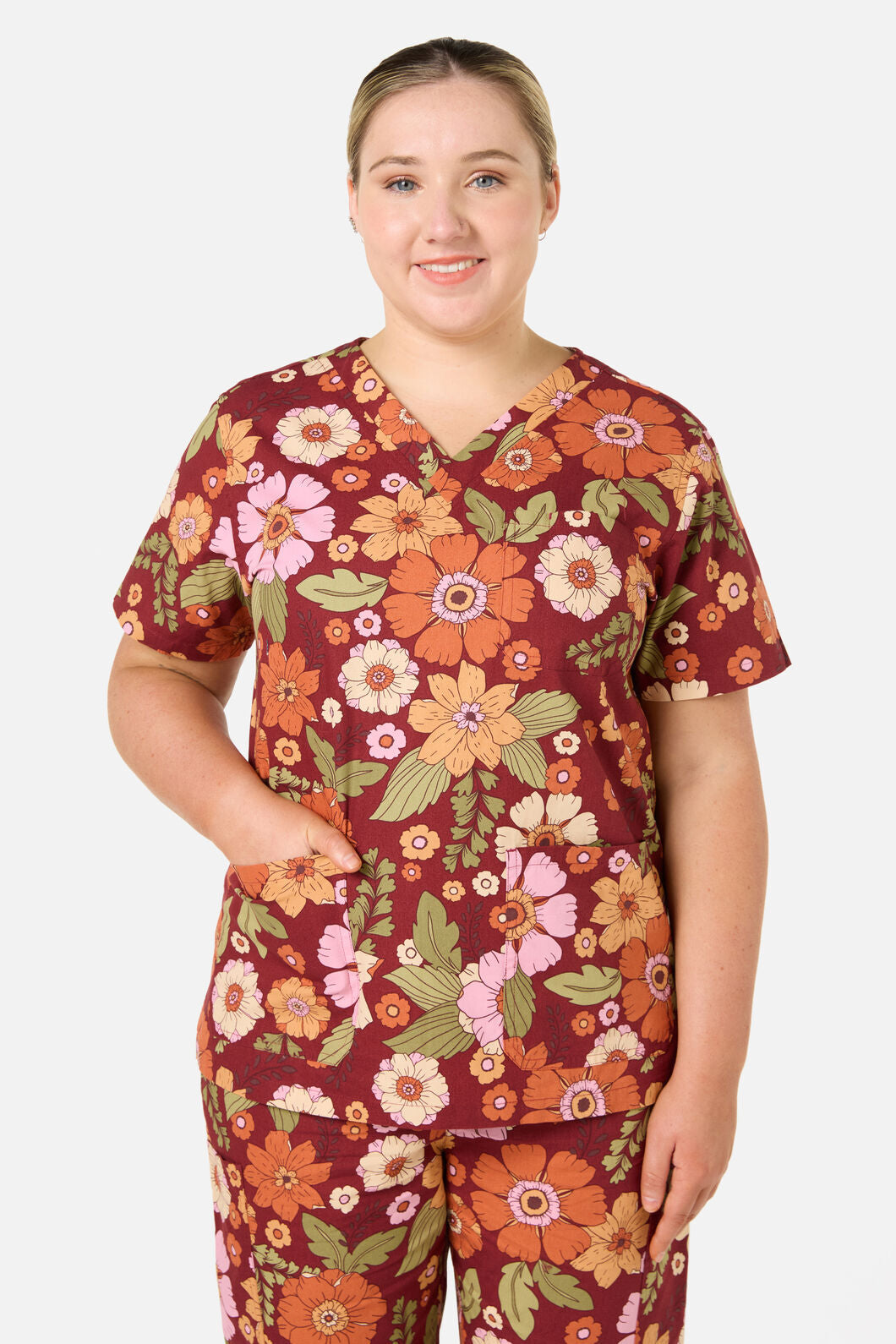 Princess Highway - Brandy Floral Scrub Set - rust