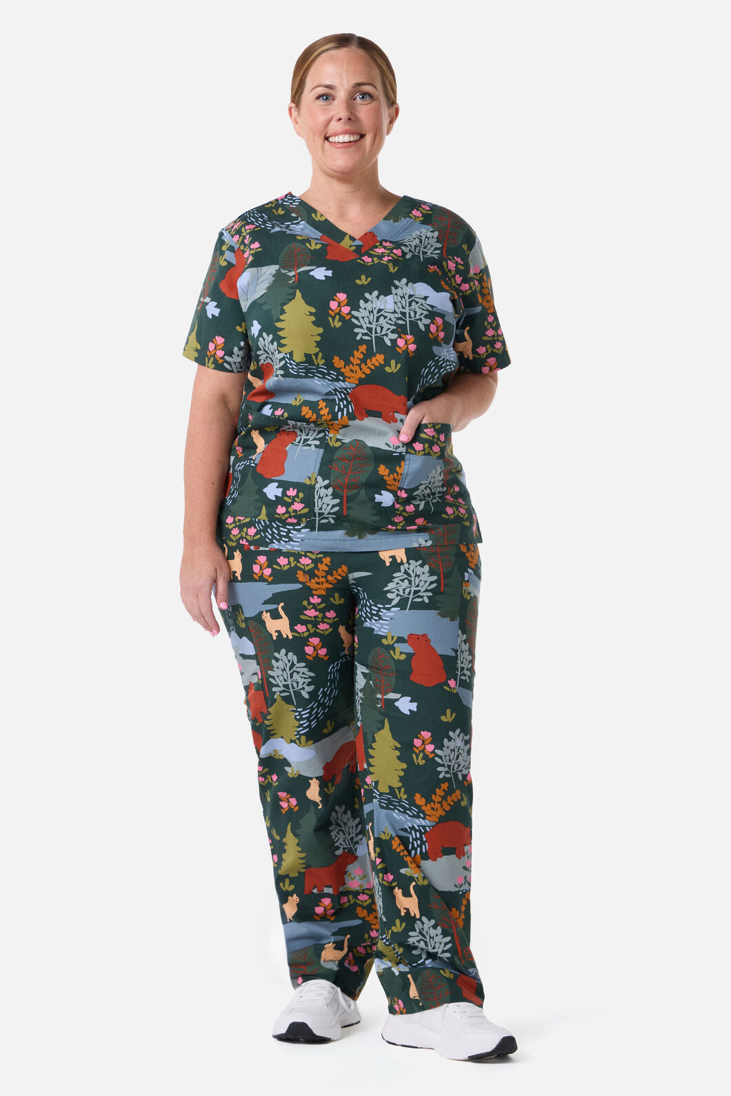Princess Highway - Woodland Bear Scrub Set - green