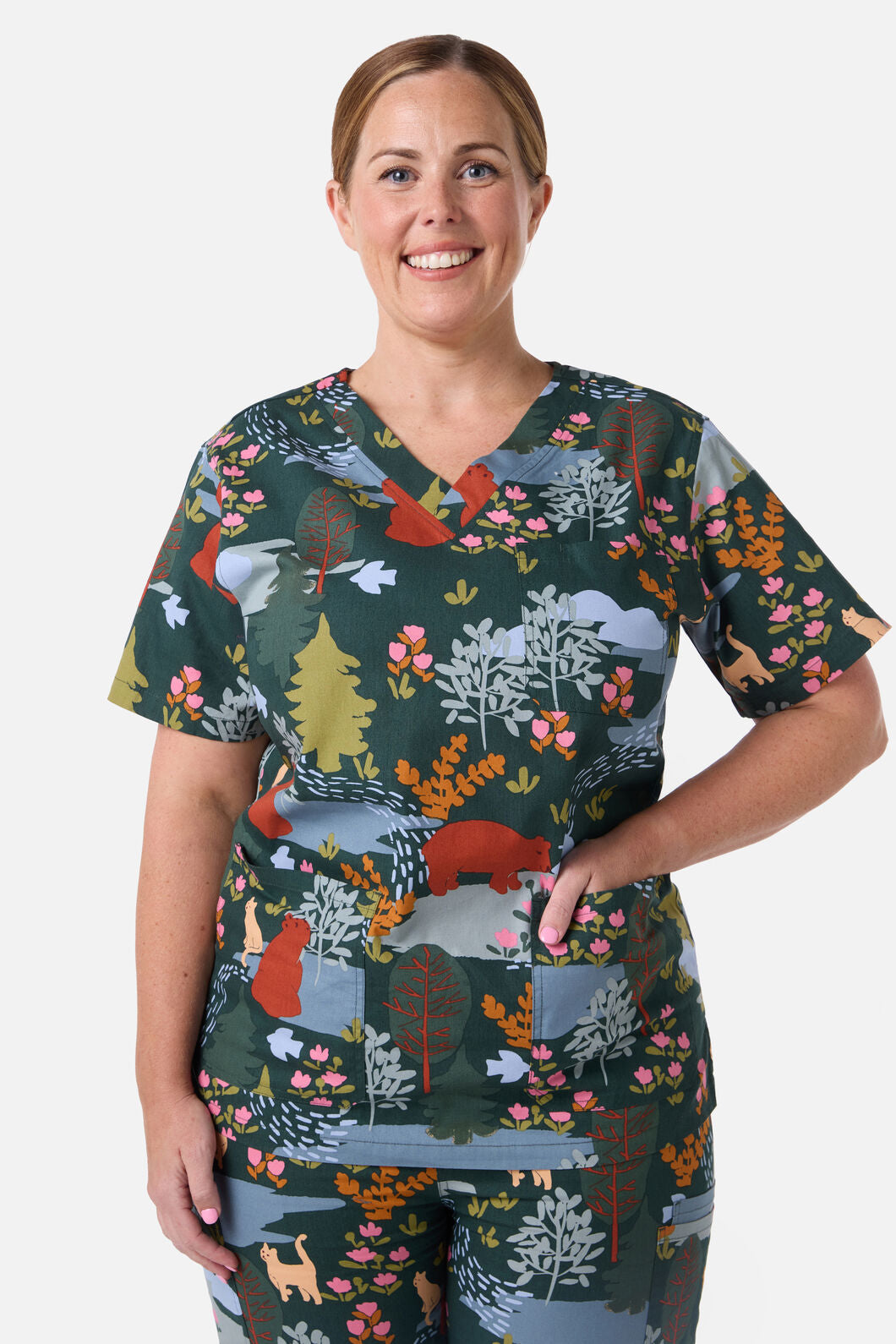 Princess Highway - Woodland Bear Scrub Set - green