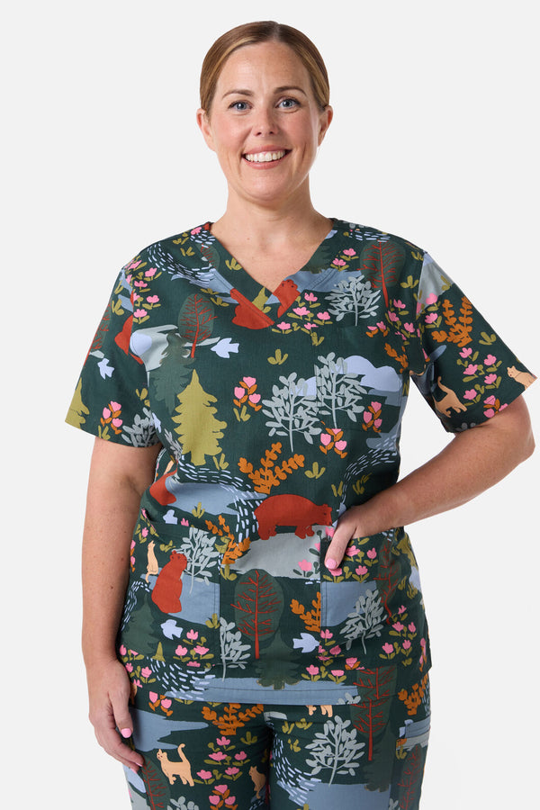Princess Highway - Woodland Bear Scrub Set - green