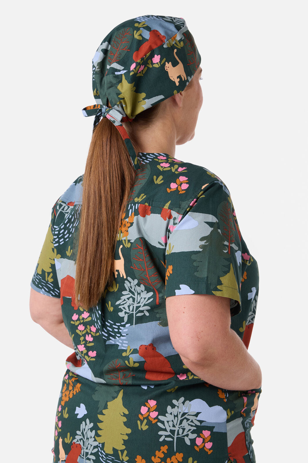 Princess Highway - Woodland Bear scrub hat - green