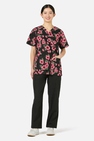 Princess Highway - Winter Daisy Top & Pant Scrub Set - green