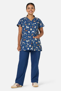 Princess Highway - Cute Dogs Top & Pant Scrub Set - navy