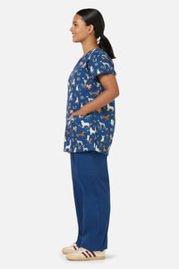 Princess Highway - Cute Dogs Top & Pant Scrub Set - navy