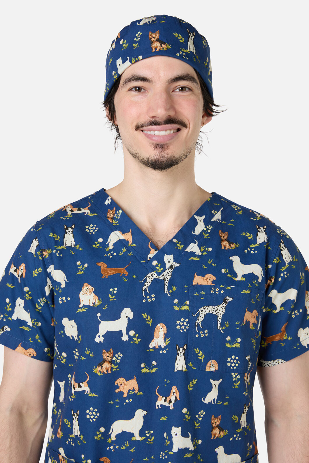 Princess Highway - Cute Dogs Scrub Hat - navy