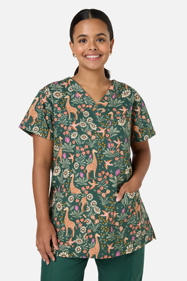 Princess Highway - Giraffe Top & Pant Scrub Set - green