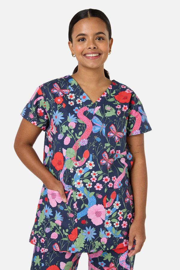 Princess Highway - Snakes & Flora Scrub Set - navy