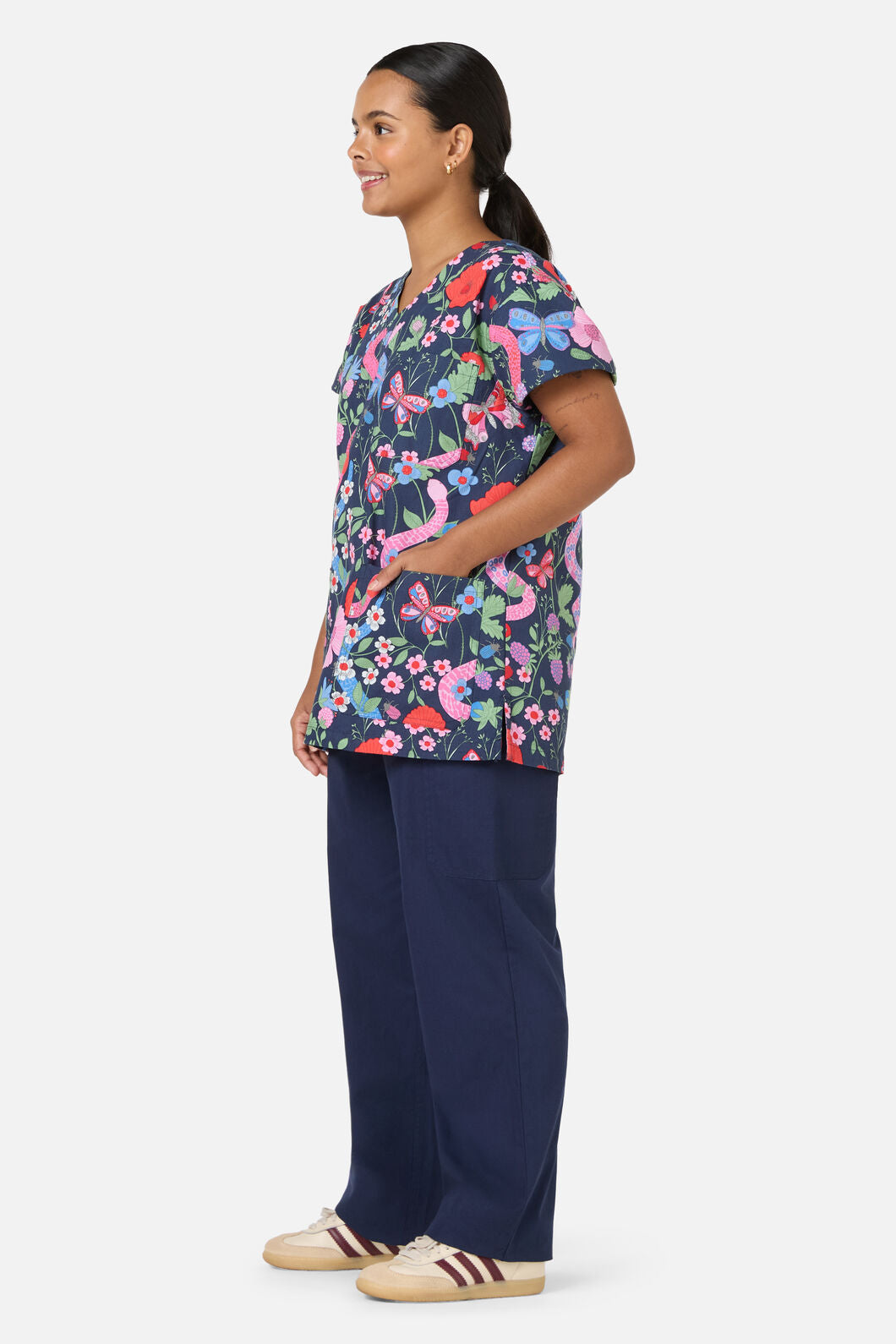 Princess Highway - Snakes & Flora Top&Pant scrubs - navy