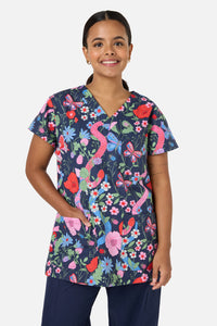 Princess Highway - Snakes & Flora Top&Pant scrubs - navy
