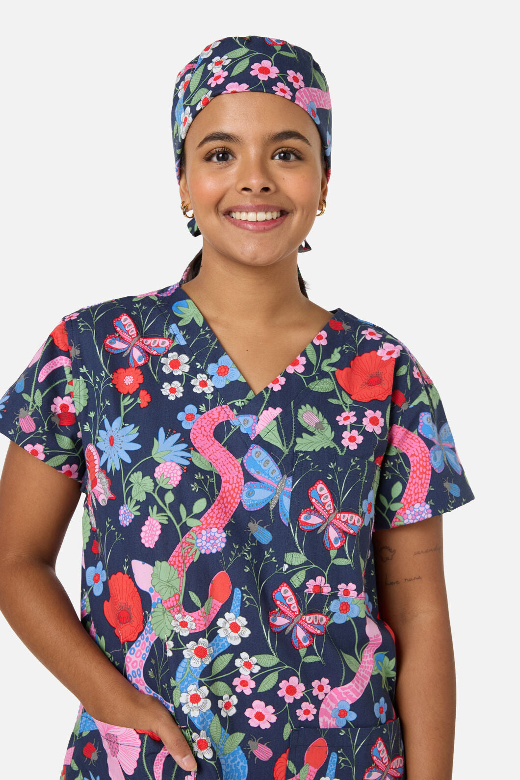 Princess Highway - Snakes & Flora scrub hat - navy