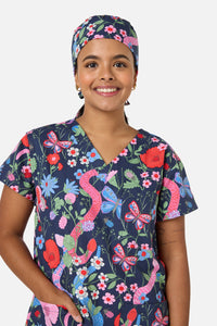 Princess Highway - Snakes & Flora scrub hat - navy