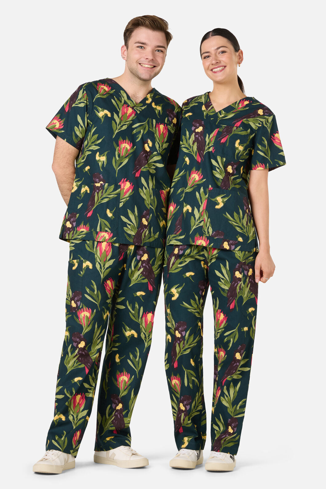Princess Highway - Cockatoo & Protea Scrub Set - teal