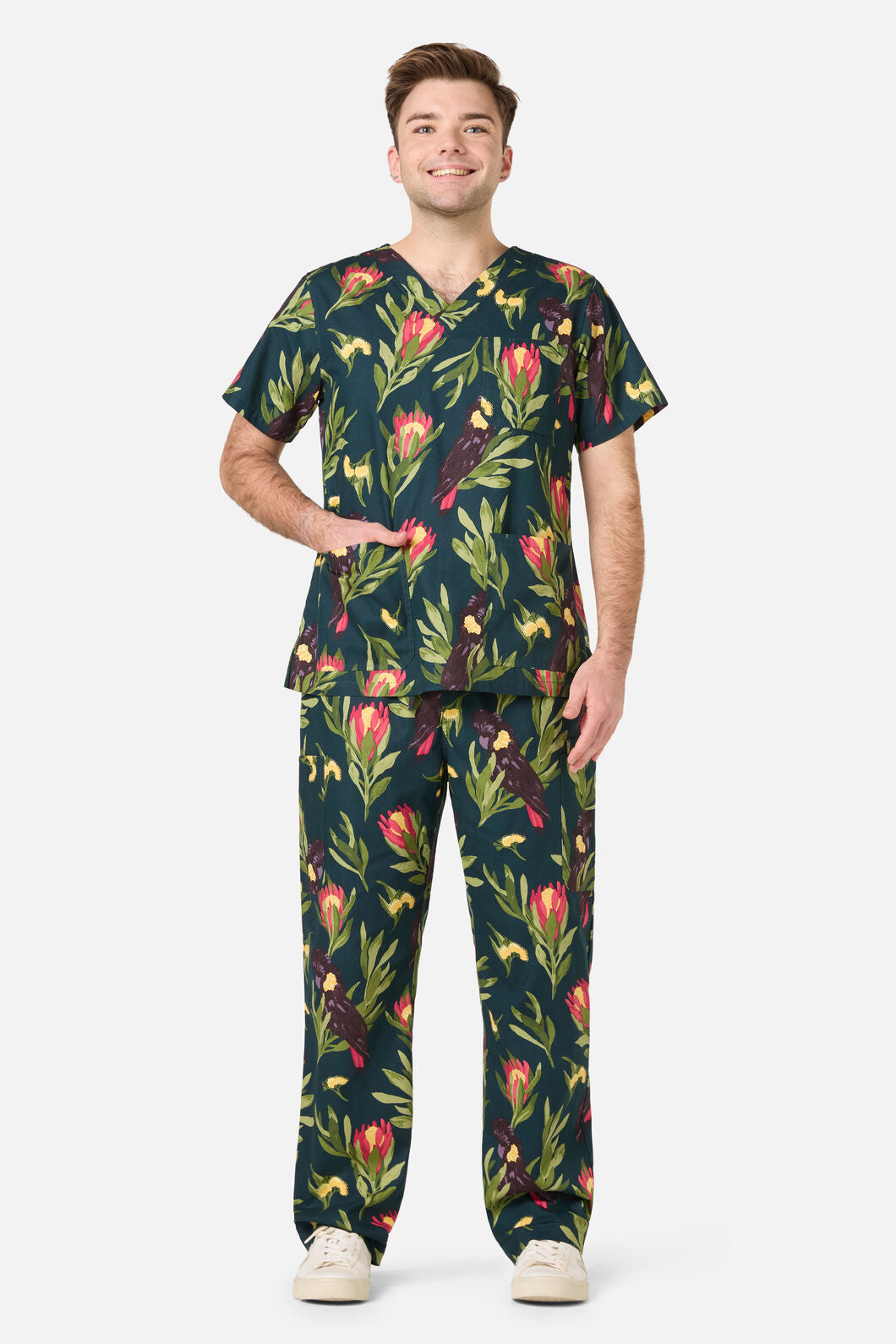 Princess Highway - Cockatoo & Protea Scrub Set - teal