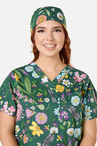 Princess Highway - Magical Garden scrub hat - green