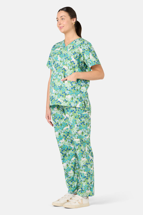 Princess Highway - Flower Cats Scrub Set - green