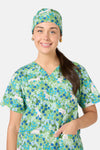 Princess Highway - Flower Cats Scrub Hat - green