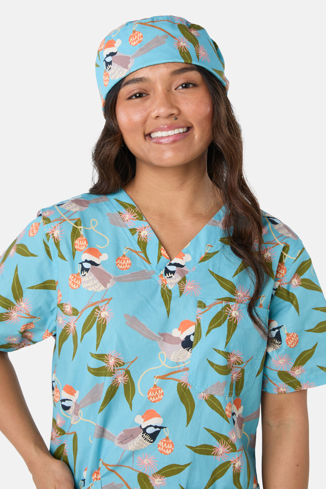 Princess Highway - Christmas Fairy Wren Scrub Hat - teal