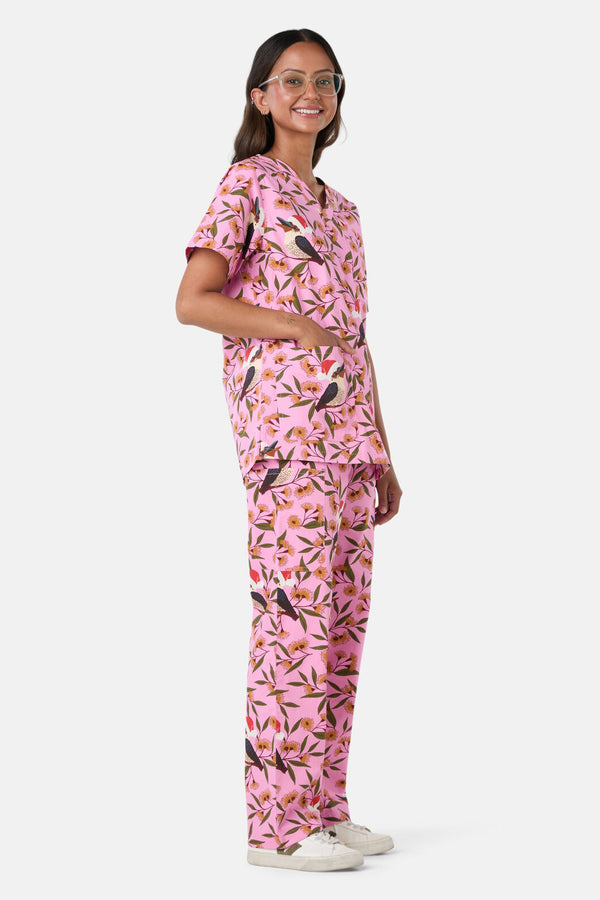 Princess Highway - Christmas Kookaburra Scrub Set - pink