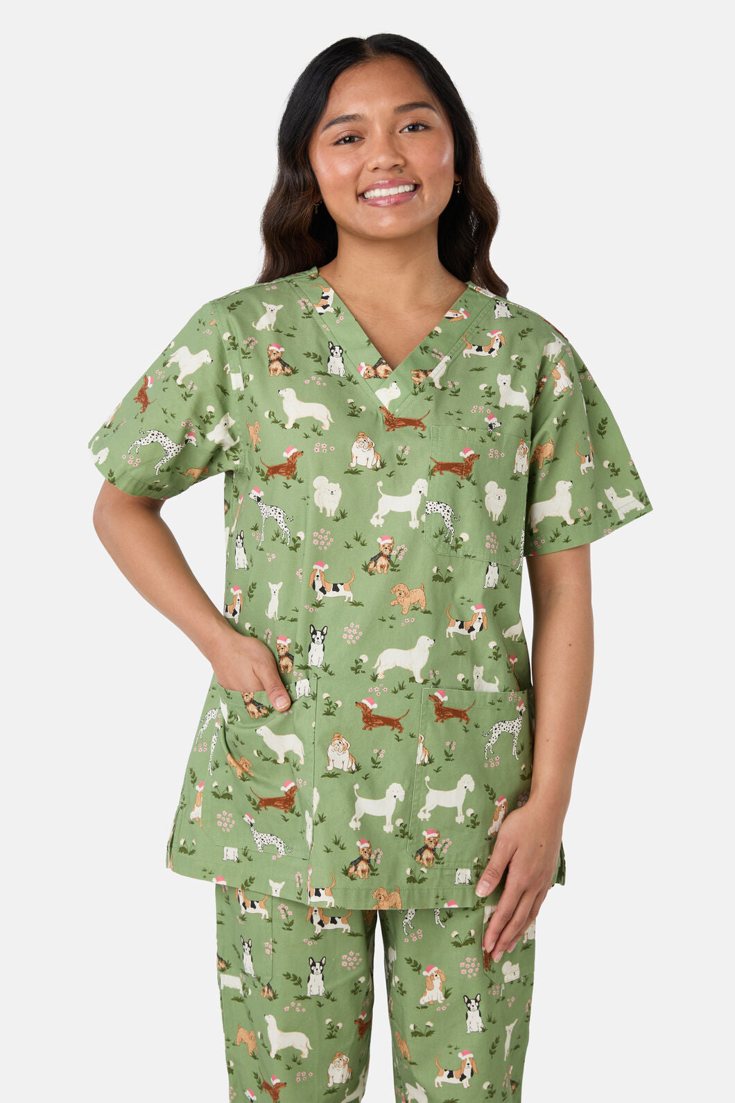 Princess Highway - Christmas Dogs Scrub Set - green