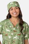 Princess Highway - Christmas Dogs Scrub Hat - green