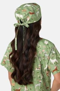 Princess Highway - Christmas Dogs Scrub Hat - green