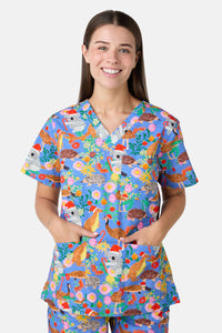 Princess Highway - Bush Christmas Scrub Set - blue