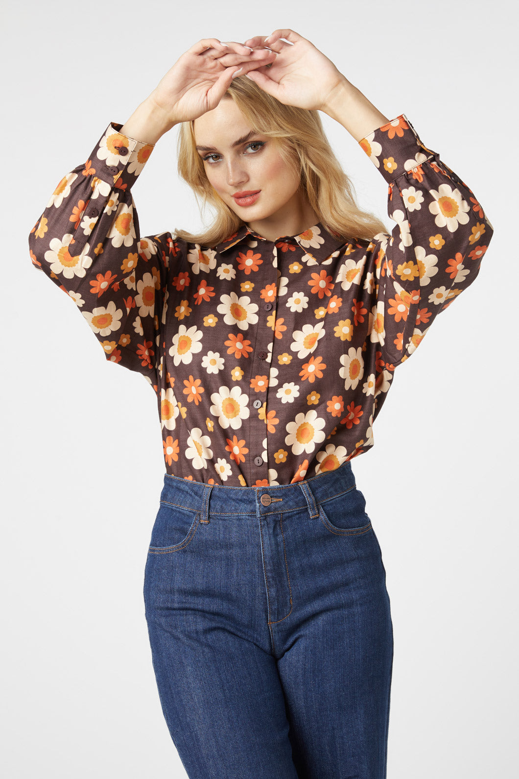 Denim best sale flower shirt