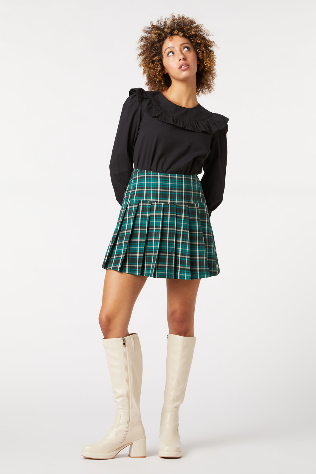 Unique21 pleated mini skirt in black