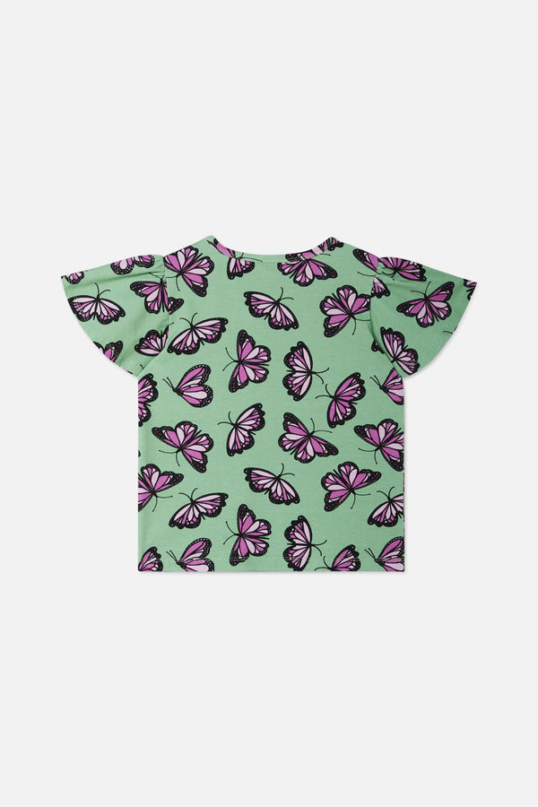 Princess Highway - Flutter Kids Frill Tee - green