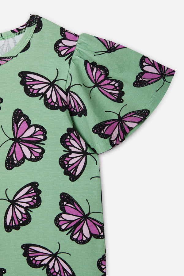 Princess Highway - Flutter Kids Frill Tee - green